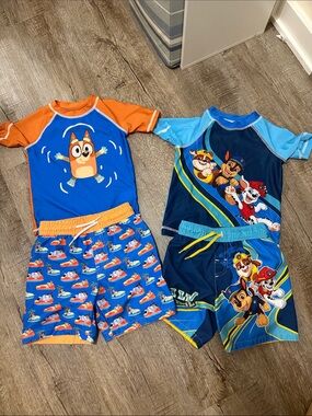 Blue & Orange Kids Swim Set with Cartoon Character